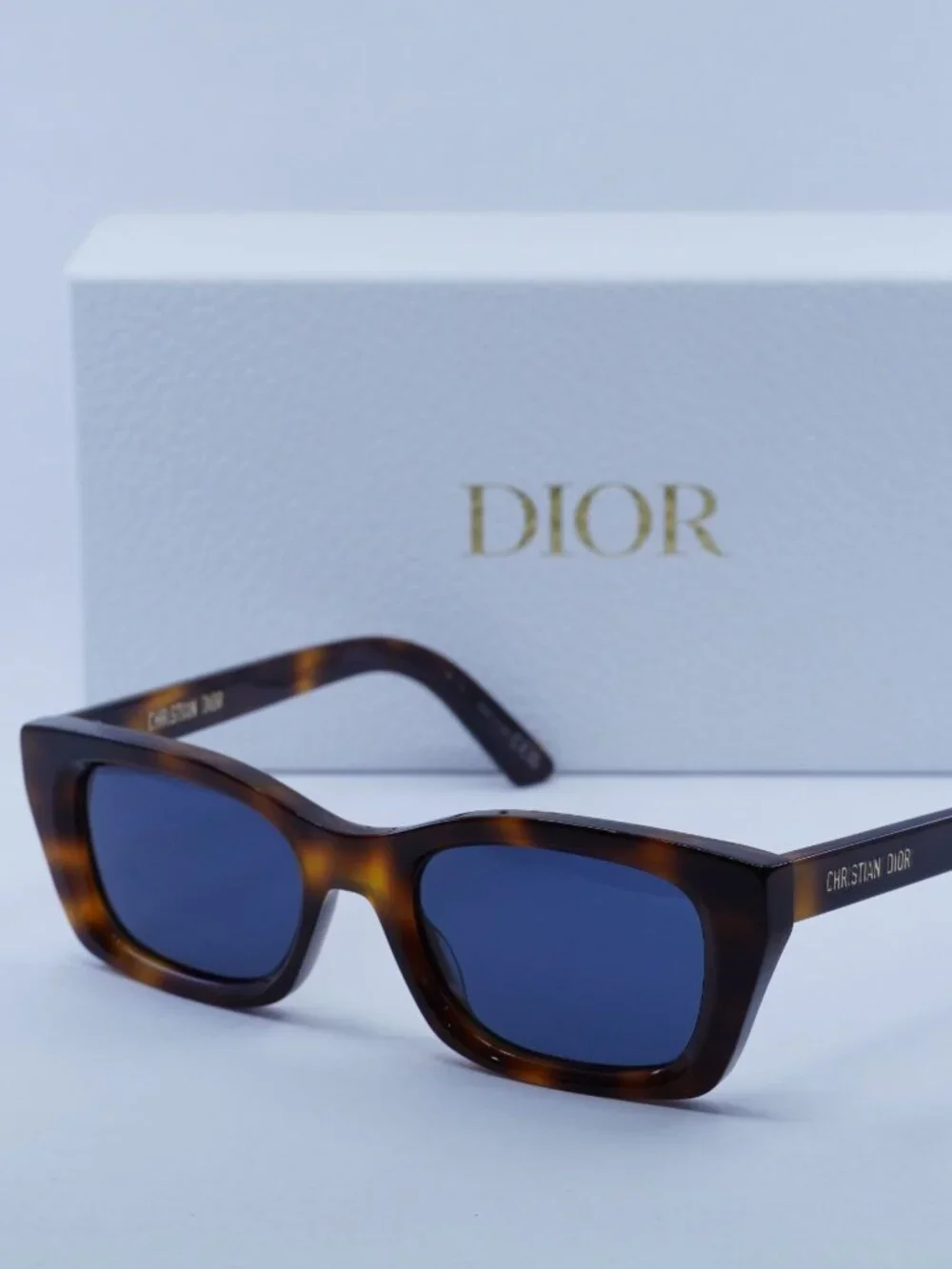 Dior DIORMIDNIGHT S3I 26B0 Rectangle Sunglasses - Havana / Blue